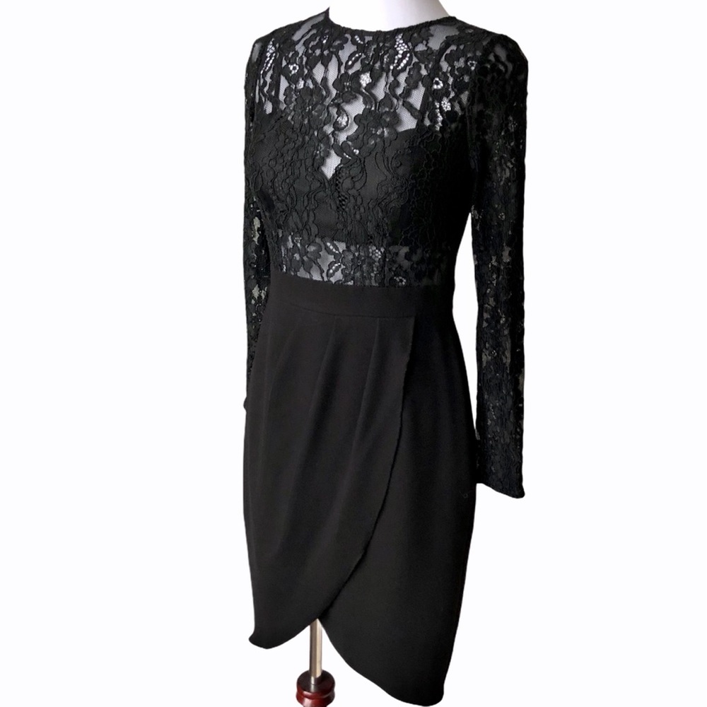 Aidan Mattox Lace Illusion Tulip Dress Cocktail 4 - Picture 14 of 14